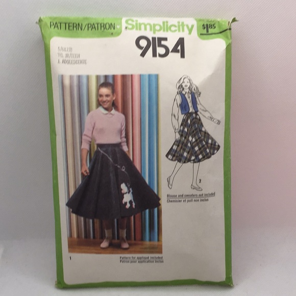 Simplicity 9154 Vintage Poodle Skirt Size 5/6 7/8 - Picture 11 of 11